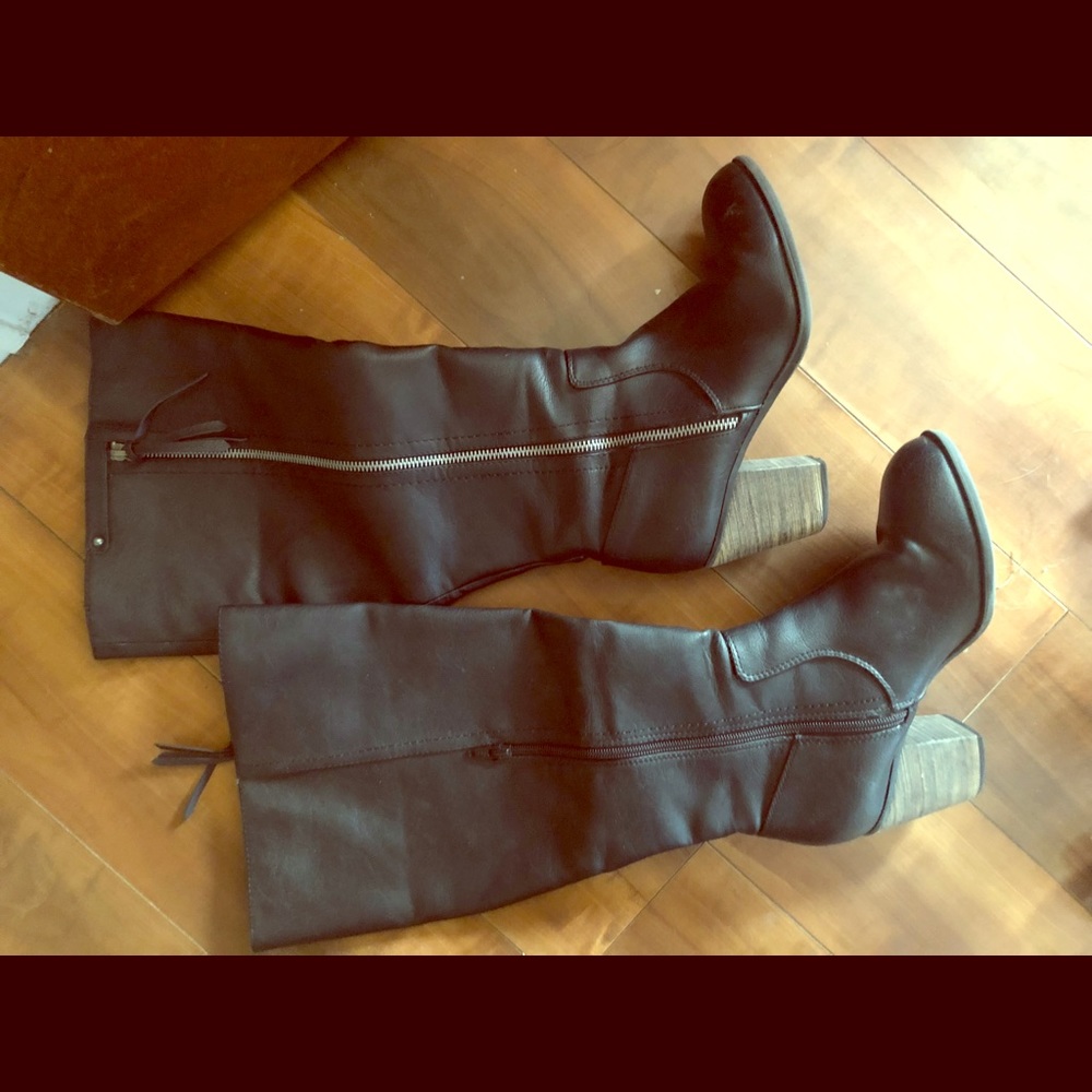 Black over the knee wide calf boots